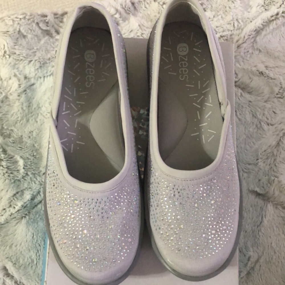 BZees Slip Ons with glitter gems NWOB